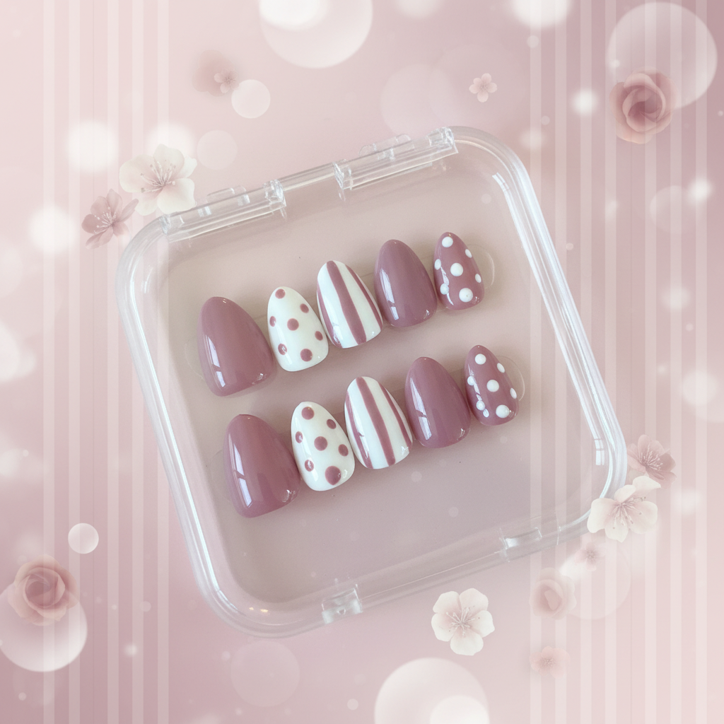 Strawberry Milk Dots- Press on set