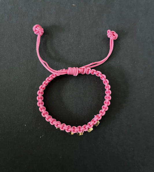The Pink with Gold Beads Tied in Knots Bracelet