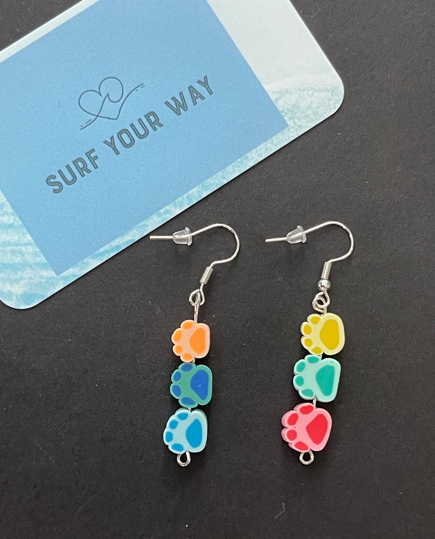 The Rainbow Dog Paw Earrings