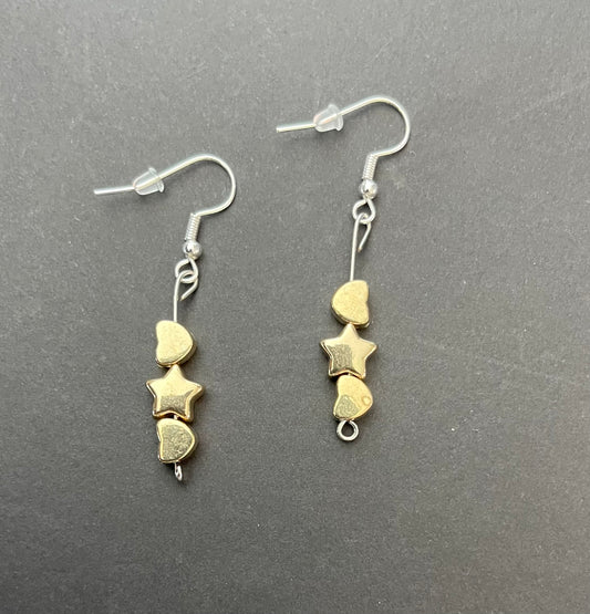 The Gold Star And Heart Earrings