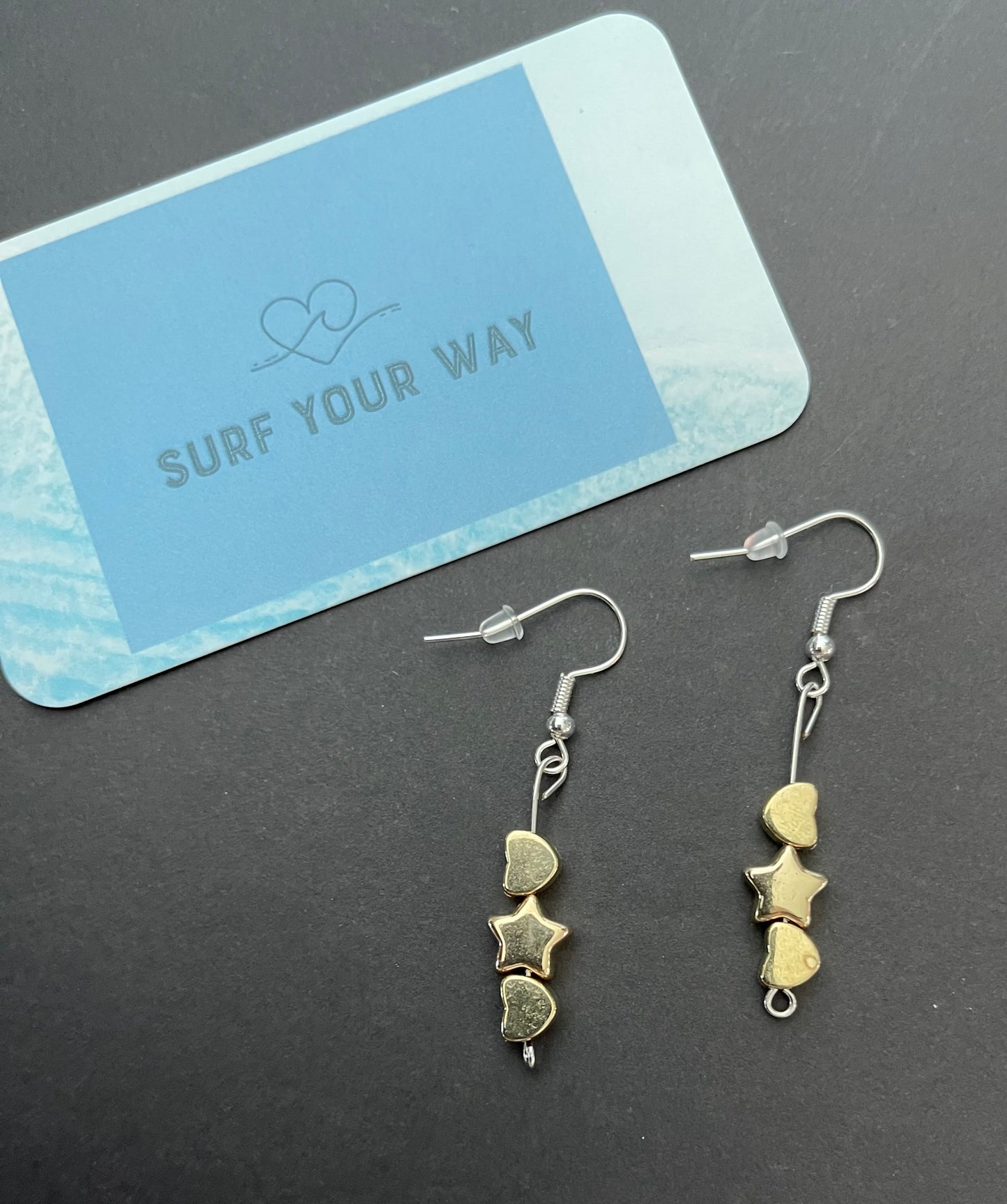 The Gold Star And Heart Earrings