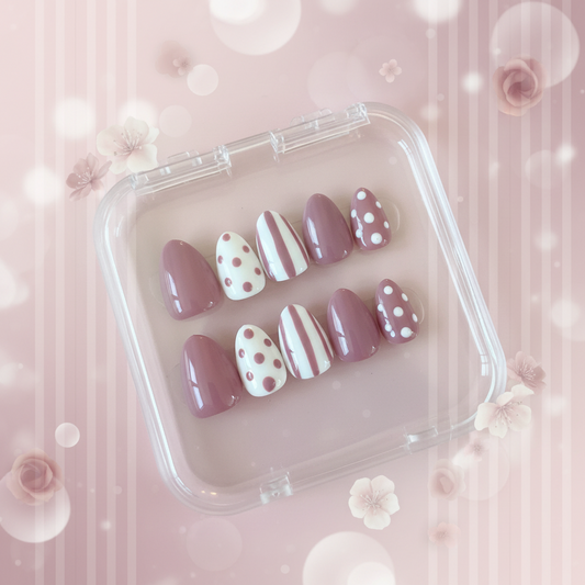 Strawberry Milk Dots- Press on set