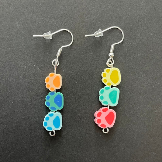 The Rainbow Dog Paw Earrings